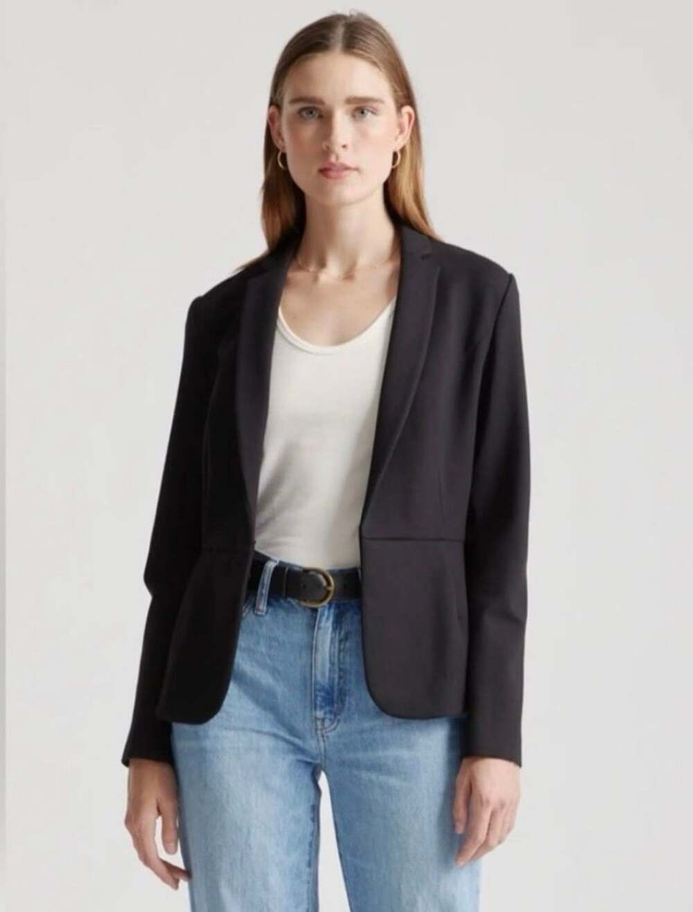 Quince Ultra-Stretch Ponte Blazer Black Size Large